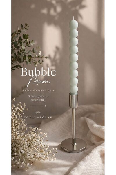 TOZLU ATÖLYE TOZLU ATÖLYE BUBBLE ŞAMDAN MUM - DEKORATİF UZUN TOP MUM (sadece ...