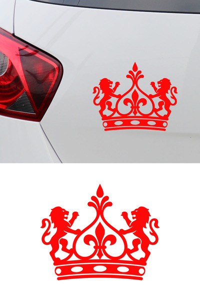 New Jargon Lion Figured Crown Sticker - Crown Auto Sticker with Lion Detail -...