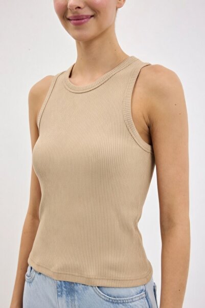 NEWORGINAL Γυναικείο ελαστικό μπλουζάκι με κορδόνια και λαιμόκοψη halter