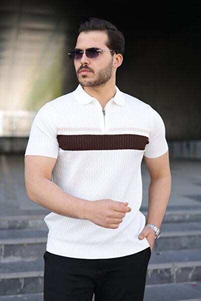 Wear Up Ανδρικό πλεκτό μπλουζάκι με πολύχρωμο σχέδιο και κοντά μανίκια