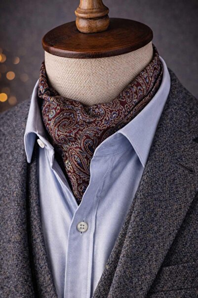 Kravatkolik Σχέδιο σάλιου Βουργουνδίας Ιταλική Μεταξωτή Γραβάτα Ascot SAC50