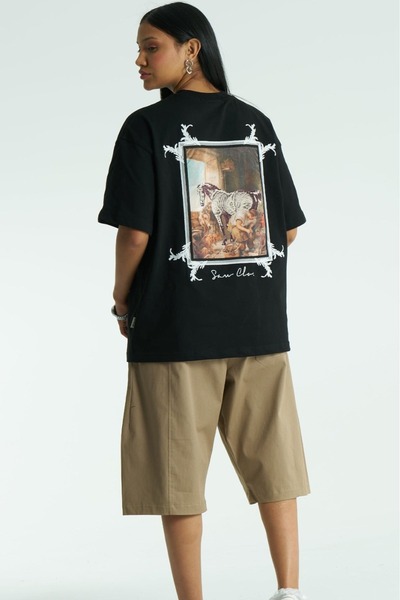 ZAVIXO ΓΥΝΑΙΚΕΙΟ Μπλουζάκι με στάμπα σε μεγάλο μέγεθος, 100% βαμβάκι |   Άνετ...