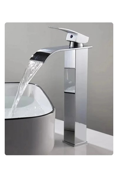 Fualora Gümüş Çanak Lavabo Bataryası Oval Çıkış Havzalı Modern Yüksek Batarya
