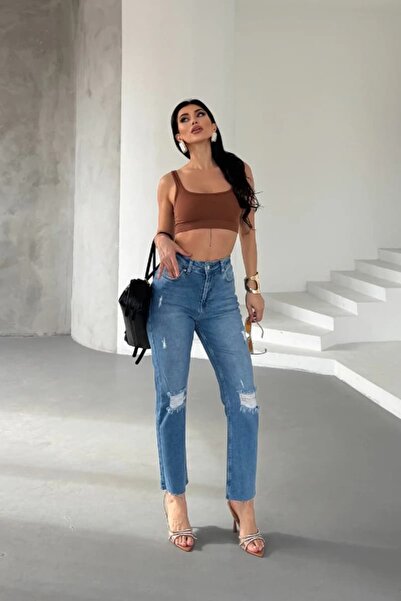 Nisam Yırtık Mom Fit Kot Pantolon