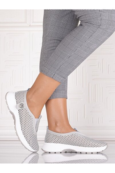 ANGEL BLUE Pantofi casual gri de damă Elenor, din piele, mărimea 41