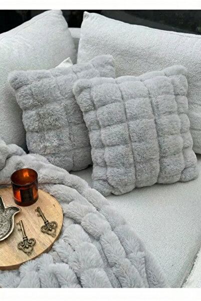essense Home&Living 2-Pack Bubble Rabbit Fur Fabric Pillow Ultra Soft Plush D...