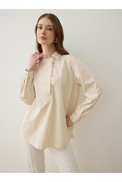 Refka Πουκάμισο με λεπτομέρεια πατιλέτας - Κρεμ - - Αποκλειστικό