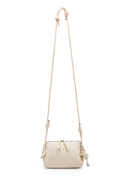 minebag Knitted Patterned Adjustable Strap Bliss Women's Crossbody Bag Cream