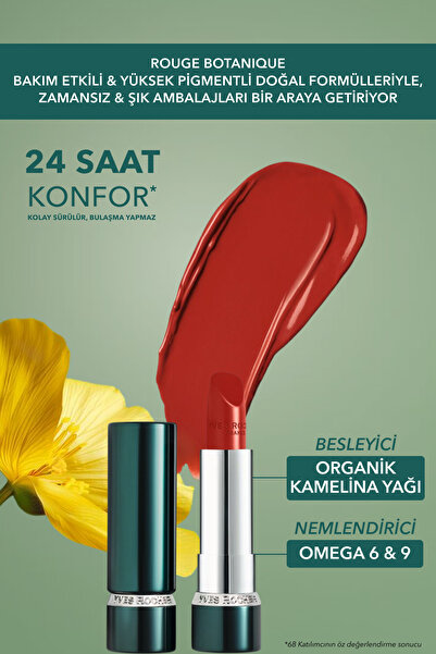 Yves Rocher Rouge Botanique Ultra Renkli Nemlendirici Saten Ruj - 330. Gelincik Kırmızısı -Vegan-3.5g