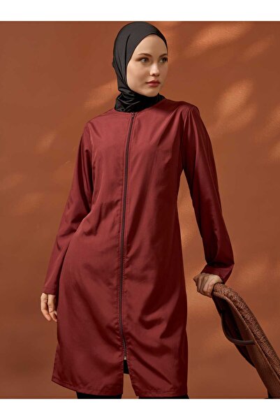 Mayo Bella Βασικό μαγιό με φερμουάρ και πλήρη κάλυψη - Βουργουνδίας -