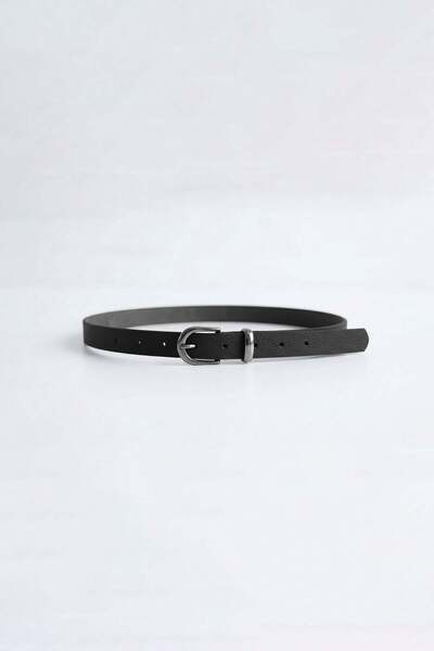 ablukaonline Ανδρική μεταλλική ζώνη με λεπτή πόρπη, μαύρη