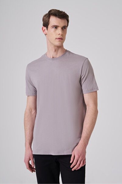 Morven Men's Light Grey Basic Crew Neck Dynamic Fit Cotton T-Shirt