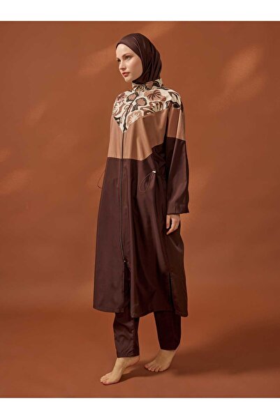 Mayo Bella Μαγιό Τεσεττούρ - Καφέ - Με Μπεζ Σχέδιο -