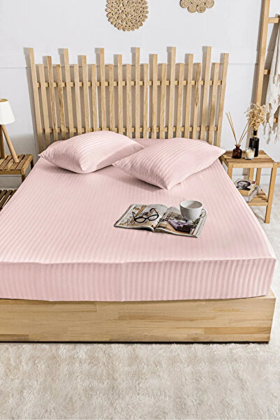 moon secret tekstil Σετ σεντόνια ελαστικά ριγέ 100% βαμβάκι 180 x 200