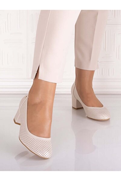 ANGEL BLUE Women's Beige Heeled Shoes Made from Comnosa Ecological Leather, S...