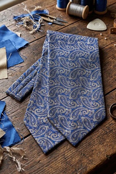 Kravatkolik Σχέδιο σάλιου Μπλε Ιταλική Μεταξωτή Γραβάτα Ascot SAC35