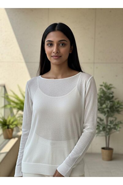 sumoda Women's Boat Neck Transparent Spring Summer Blouse