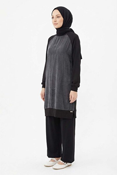 Lale Butik Cupra Detail Trouser Suit 1013 Black