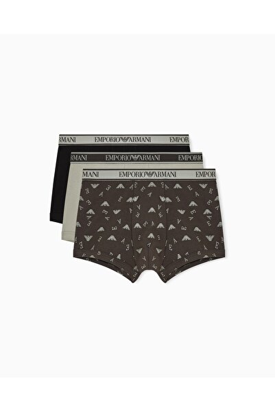Emporio Armani Men's Triple Pack Flexible Cotton Elastic Waistband Patterned ...