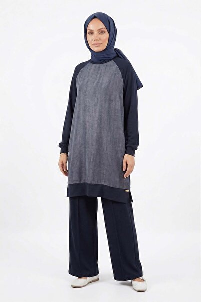 Lale Butik Cupra Detail Trouser Suit 1013 Navy Blue