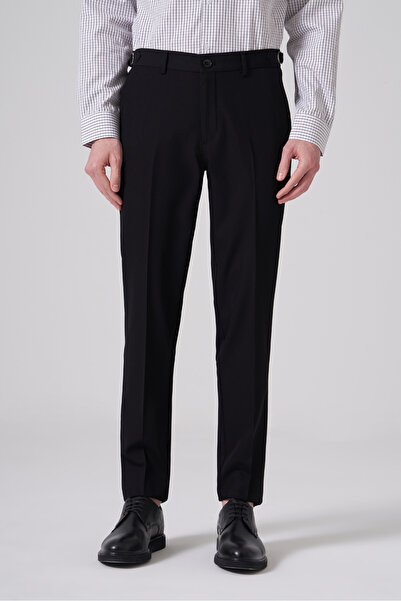 Morven بنطلون رجالي أسود بقصة ضيقة مع مشبك