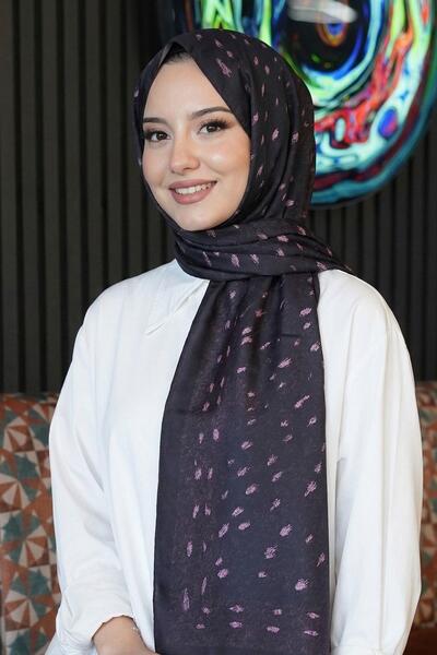 AFVENTE Μαλακό βαμβακερό σάλι με σχέδιο ελαφιού σε χρώμα δαμασκηνί