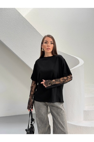 Cistern İstanbul Women's Blouse with Lace Sleeves