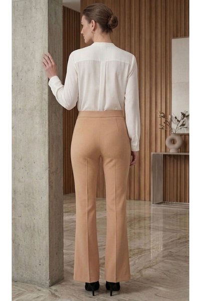 LEY COLLECTİON Women's Pants High Waist Gathering Spanish Style Palazzo Trousers
