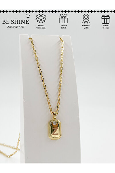 Be shine accessories 14K Çelik Harf Kolye - Z Harfi