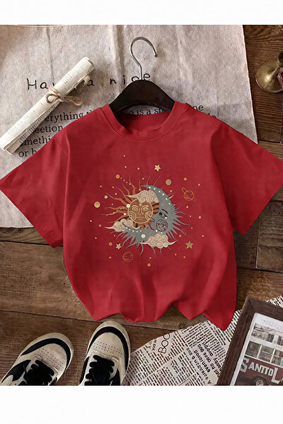 Trend Sizde Μπλουζάκι Unisex με στάμπα Red Cosmic Balance και λαιμόκοψη ποδηλ...