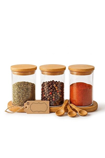 AAA 3-Piece Glass Spice Jar Set with Bamboo Lids – Stylish Kitchen Organizer ...
