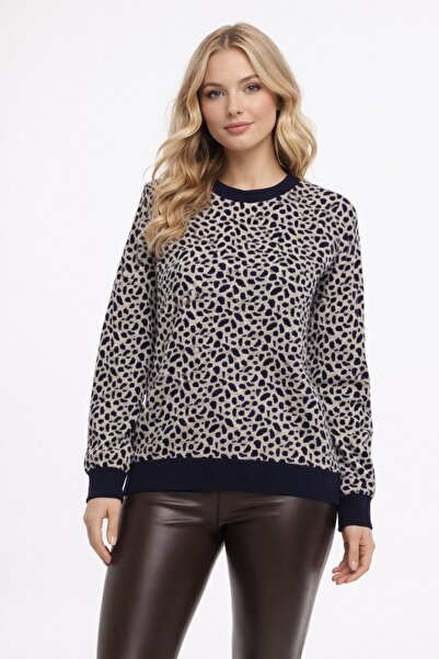 Gürkan Triko Γυναικείο πλεκτό πουλόβερ με σχέδιο λεοπάρ BGL-ST05284