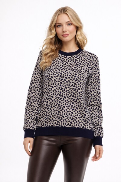 Gürkan Triko Γυναικείο πλεκτό πουλόβερ με σχέδιο λεοπάρ BGL-ST05285