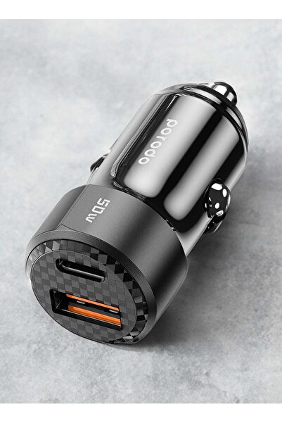 porodo 50W Dual Port Car Charger PD 20W QC 30W Black