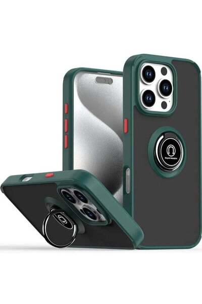 Shopi iPhone 16 Plus Case Cover – Green Matte Shockproof Bumper with Metal Ri...