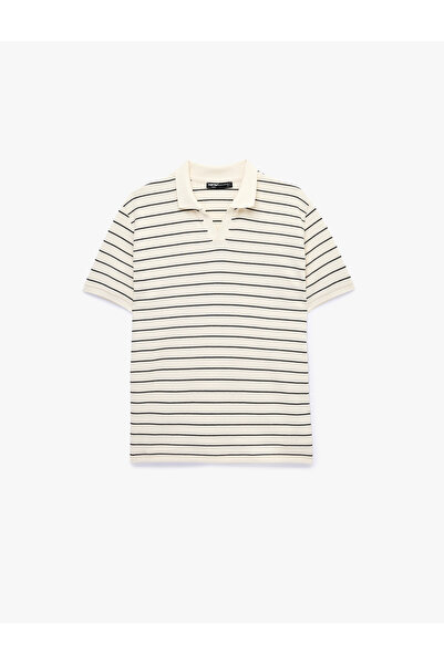 Koton Regular Fit Kısa Kollu Pamuklu Çizgili Polo Yaka Tişört
