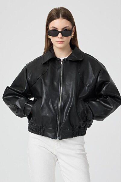 IJAN GiYiM Δερμάτινο μπουφάν bomber oversized