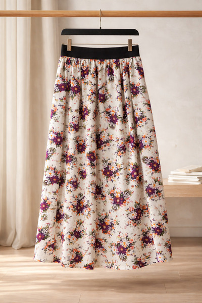 BBS Κοριτσίστικη πολύχρωμη φούστα με λουλουδάτο σχέδιο, ελαστική μέση και χωρ...