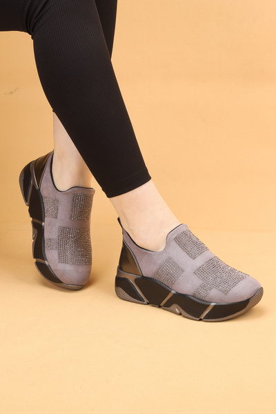 Nilsa Shoes Γυναικεία Πέτρινα Λεπτομερή Ορθοπεδικά Παπούτσια Περπάτημα Sneakers