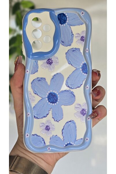 Samsung Galaxy A23 Case Pastel Blue Daisy Pattern Camera Protected Color Silicone Cover