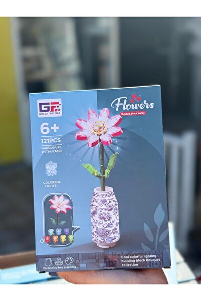 Flowers great frıend vazolu ışıklı çiçek bloklar 16x21 cm