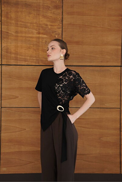 Cistern İstanbul Γυναικεία δαντελένια μπλούζα με λεπτομέρειες και αξεσουάρ