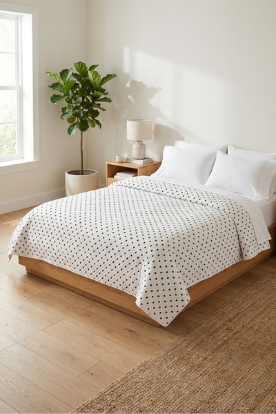 Evmila Σετ Πικέ για μωρά σε Μαύρο και Λευκό με Πουά - Διακοσμητικό Κάλυμμα Κρ...