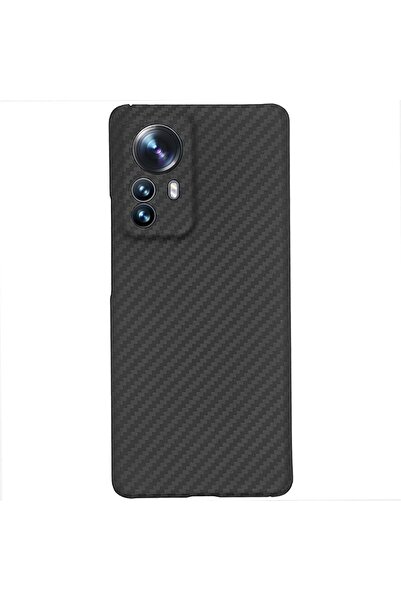 SILKASE Husa fibra de carbon pentru Xiaomi 12 Pro, aramid kevlar, negru mat