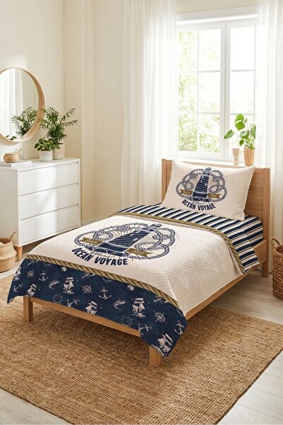Evmila Σετ Βρεφικού Κρεβατιού Marine Pique με Θέμα Φάρο και Άγκυρες - Nautik ...