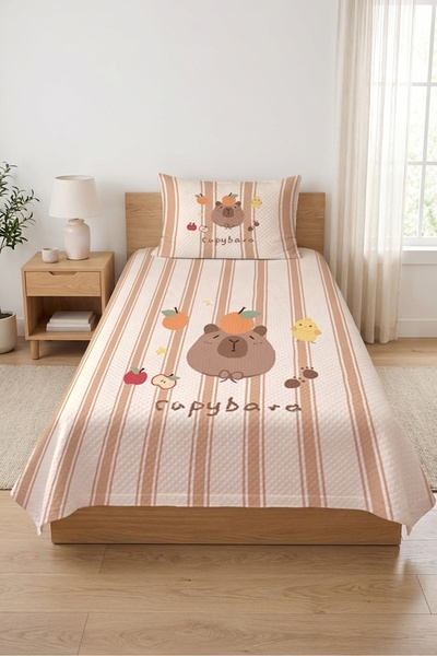 Evmila Χαριτωμένο σετ πικέ για παιδιά με θέμα το καπιμπάρα - Καπιτονέ κάλυμμα...