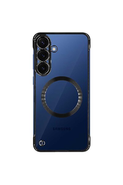 SILKASE Θήκη χωρίς πλαίσιο για Samsung S25, MagSafe, πλαστική, μαύρη/διαφανής