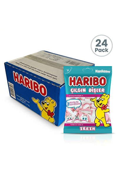 Haribo Κουτί με Τρελά Ζελεδάκια Δόντια |   24x70γρ Πακέτο Χαλάλ Καραμέλες