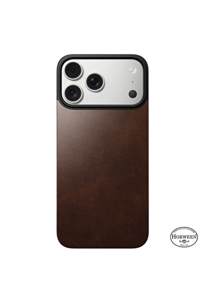 Nomad Capac spate magnetic din piele Horween pentru iPhone 17 Pro, maro rustic