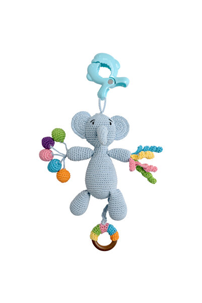 Moon Handcrafted Crochet Toy with Ring & Clip Hanger-Elephant